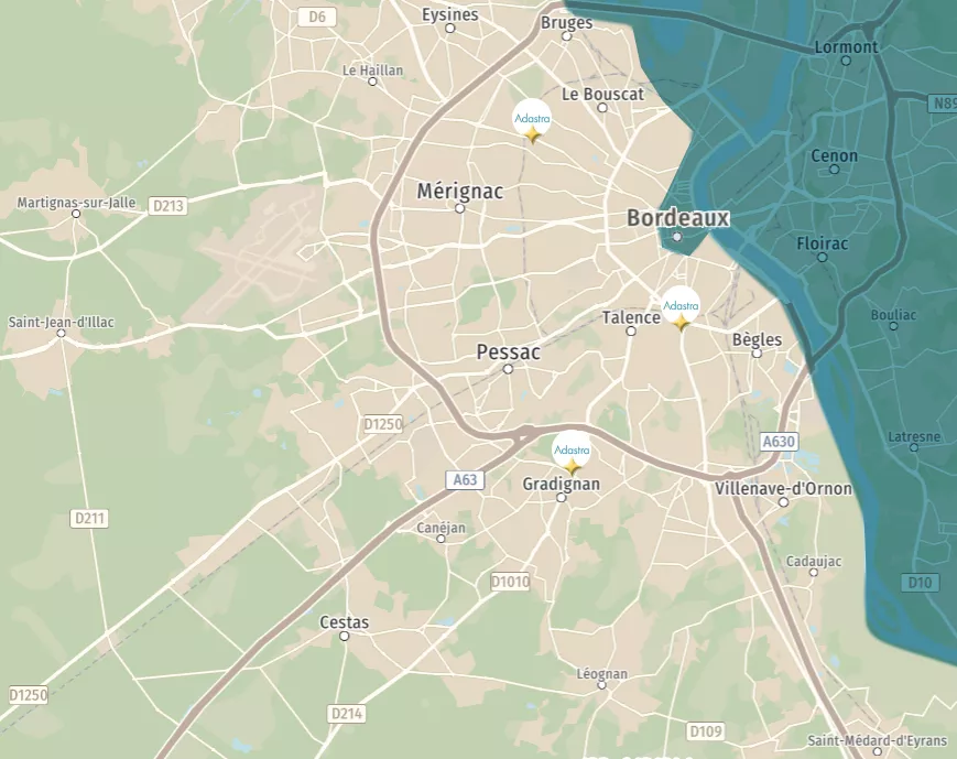 Zone géographique couverte par Adastra